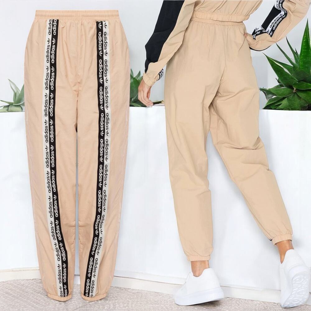 Adidas Nylon Track Pants Rare Color Women's Size Medium Dusty Rose Lined Jogger